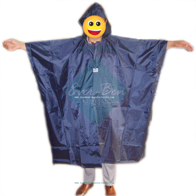 Blue waterproof poncho with hood for men-mens waterproof poncho-mens rain poncho
